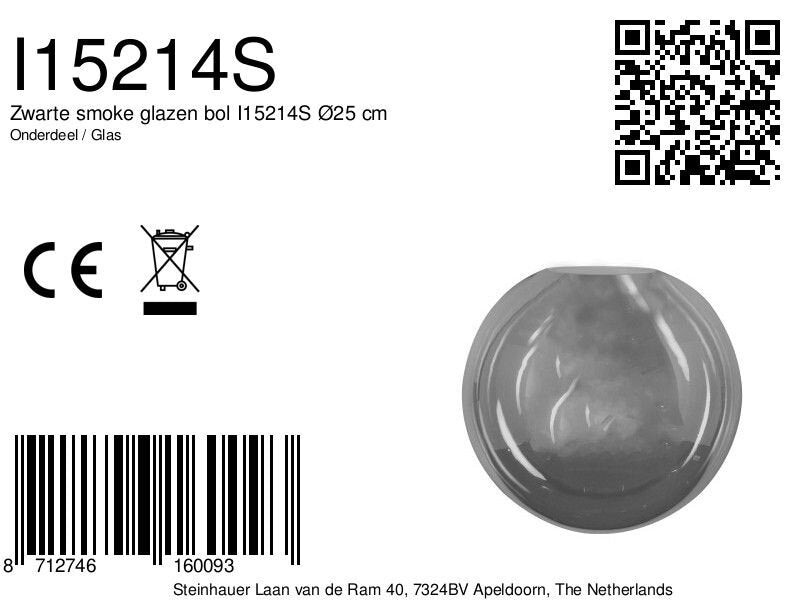 2730 glas kogel smoke 25cm