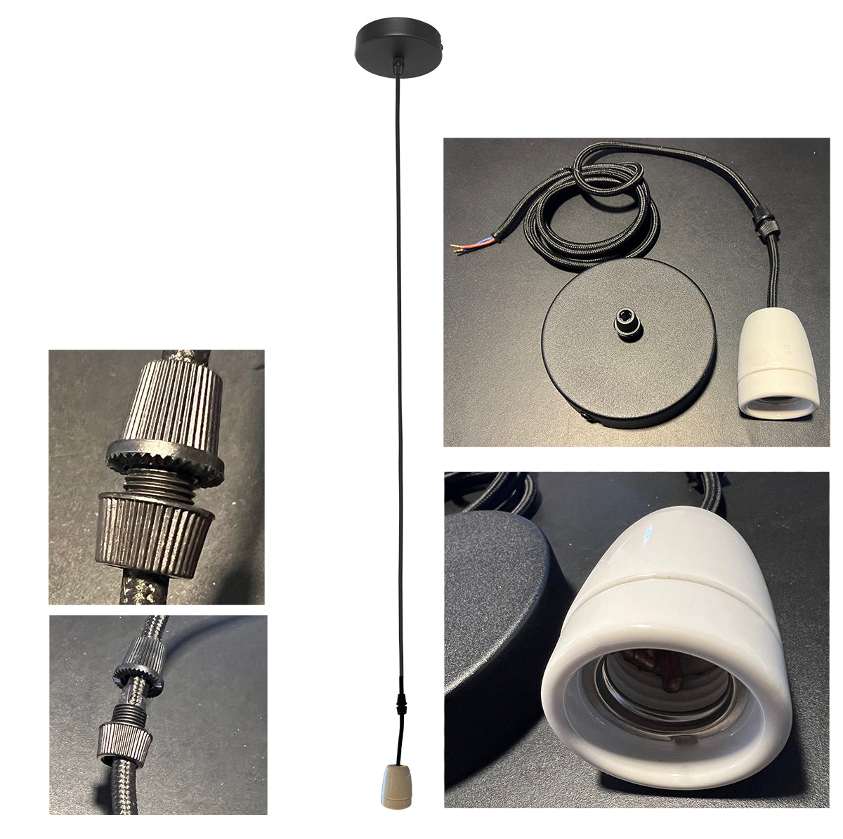 Pendel 160cm met porselein fitting E27