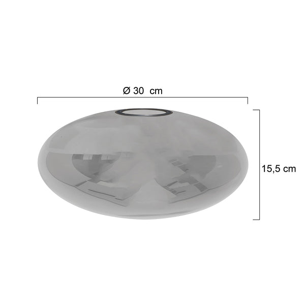 3388 glas ovaal 30cm smoke