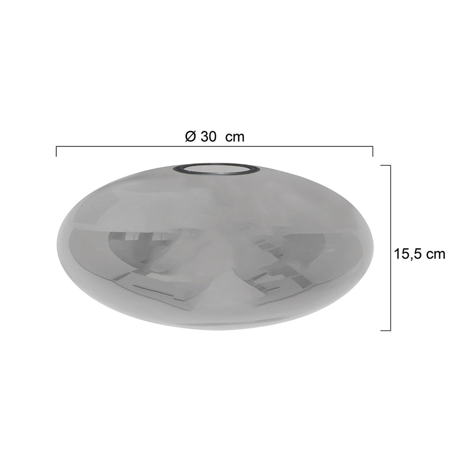 3388 glas ovaal 30cm smoke