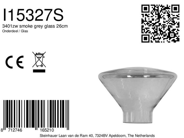 3401zw smoke grey glass 26cm