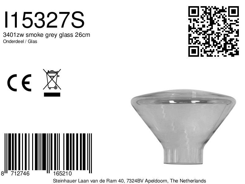 3401zw smoke grey glass 26cm