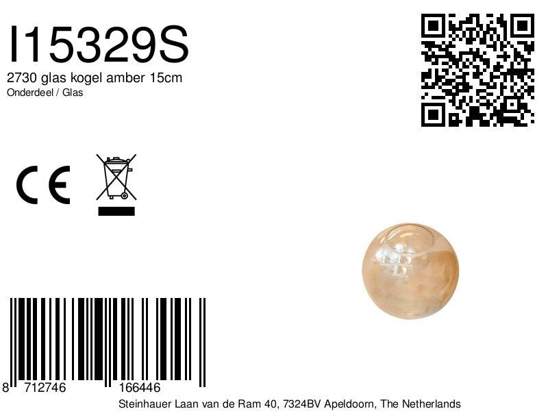 2730 glas kogel amber 15cm