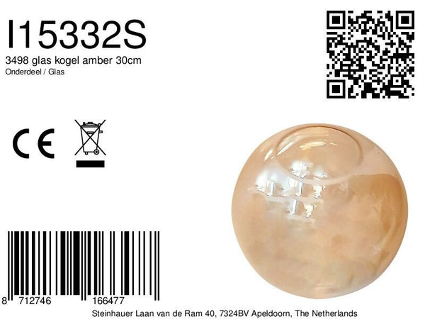 3498 glas kogel amber 30cm