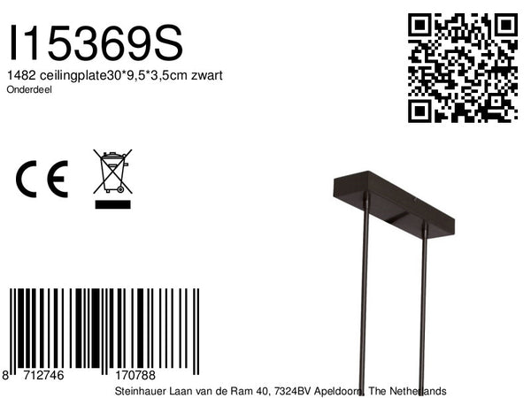 1482 ceilingplate30*9,5*3,5cm zwart