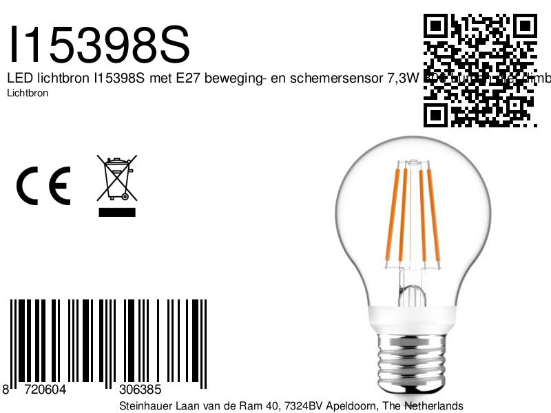 611127 Ledfil.7,3w E27 dag+bewsenso