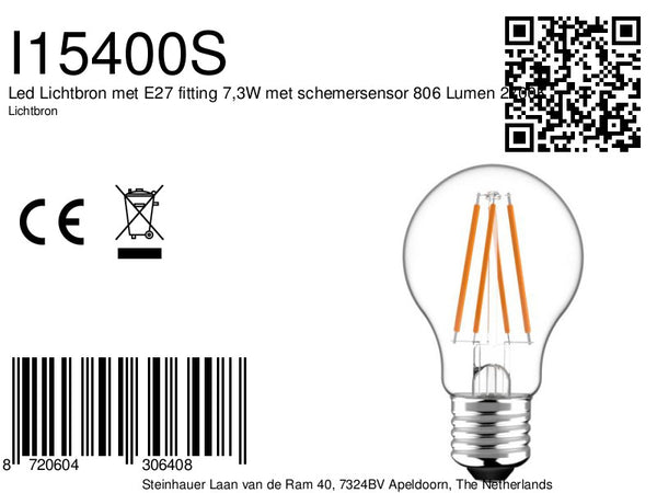 611121 Ledfil.7,3w E27 dagsensor