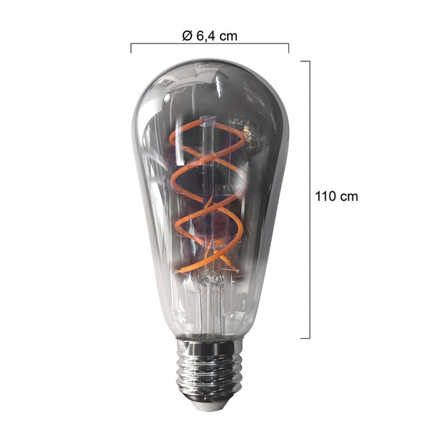Dimbare smoke lichtbron met e27 fitting 140 lumen 1800 kelvin 4,5 watt