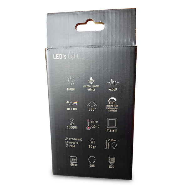 Dimbare smoke lichtbron met e27 fitting 140 lumen 1800 kelvin 4,5 watt