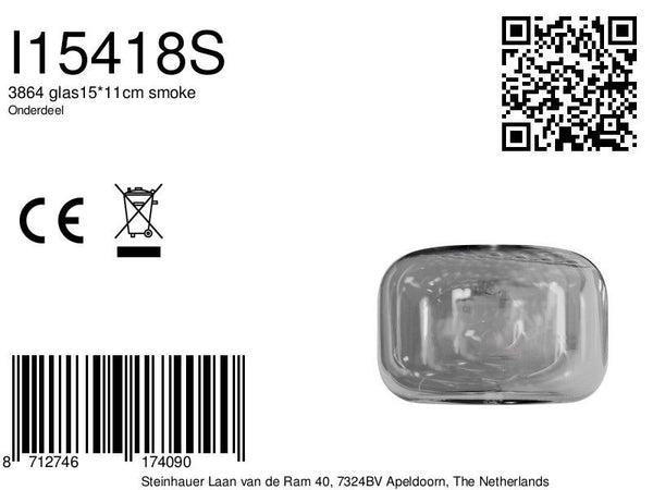 3864 glas15*11cm smoke