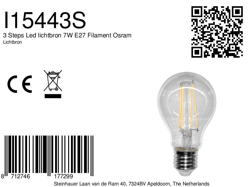 3 steps led lichtbron 7w e27 filament osram