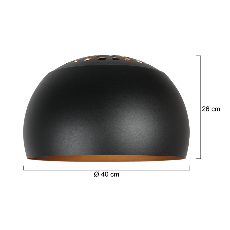 Lampenkap k1059ss ø40cm – metalen kap zwart/goud e27