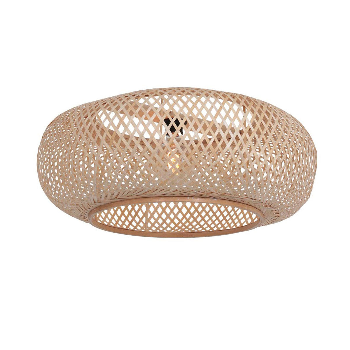 Naturel bamboe met houten lampenkap k2000hs ø60cm met e27 support.