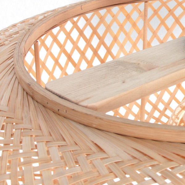 Naturel bamboe met houten lampenkap k2000hs ø60cm met e27 support.