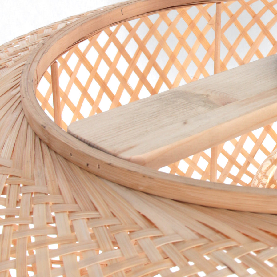 Naturel bamboe met houten lampenkap k2000hs ø60cm met e27 support.