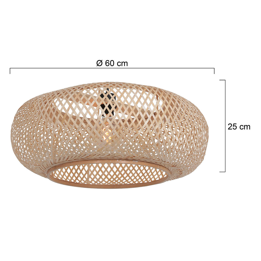 Naturel bamboe met houten lampenkap k2000hs ø60cm met e27 support.