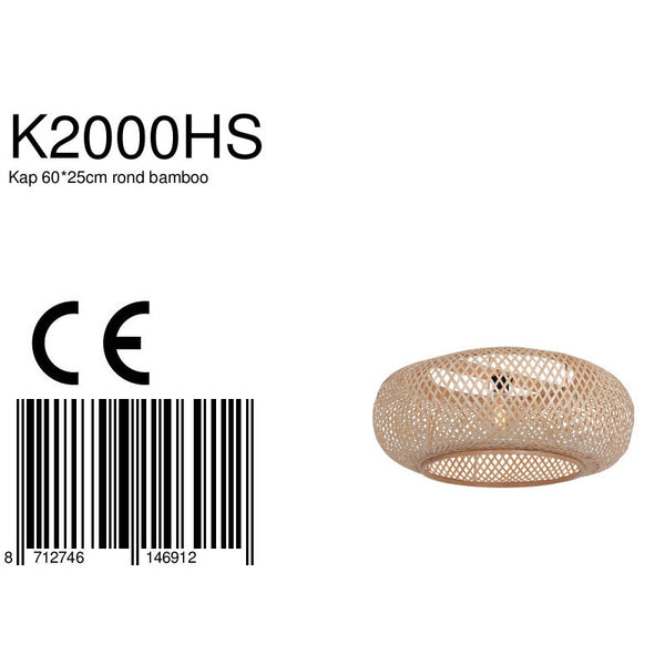 Naturel bamboe met houten lampenkap k2000hs ø60cm met e27 support.