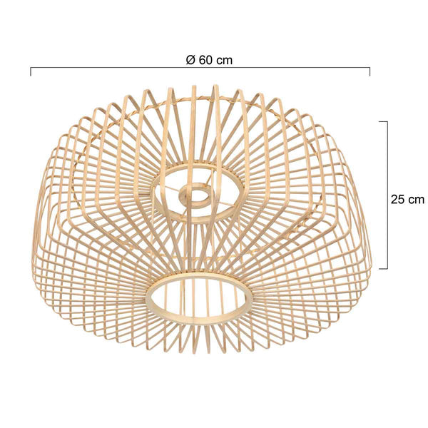Naturel bamboe/houten lampenkap breeza-beache k2002bs ⌀60cm met e27 support.