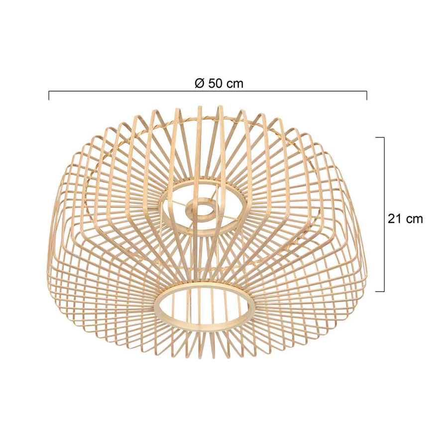 Naturel bamboe/houten lampenkap breeza-beache k2003bs ⌀50cm met e27 support