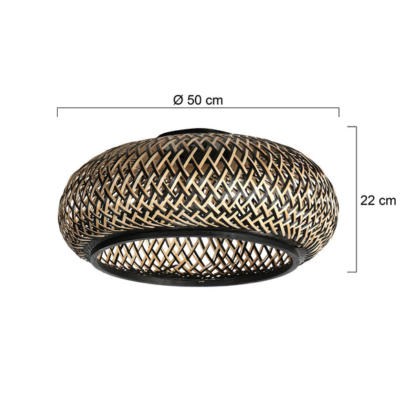 Lampenkap k2007bs – gevlochten bamboe kap ø50 cm met e27 support