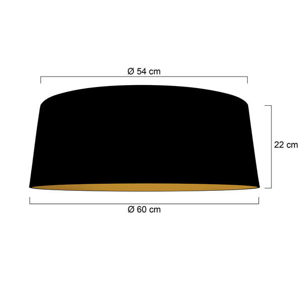Lampenkap k2013ss – zwart linnen met gouden binnenzijde ø60 cm