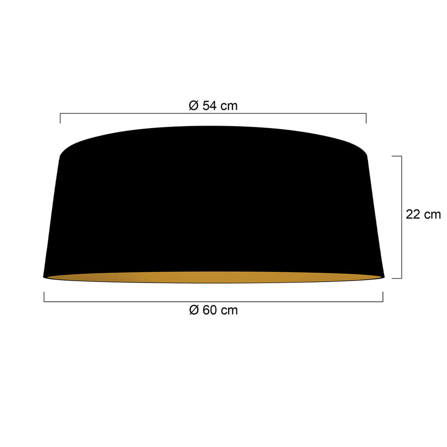 Lampenkap k2013ss – zwart linnen met gouden binnenzijde ø60 cm