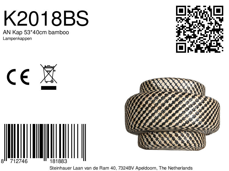 Lampenkap k2018bs ø53cm bamboe, opvallende design kap