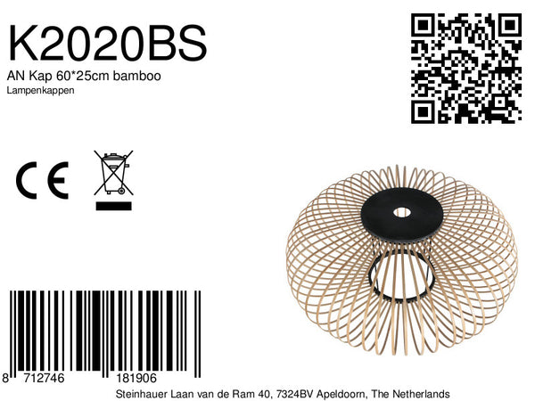 Lampenkap k2020bs ø60 bamboe statement voor sfeervolle basis