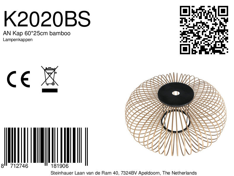 Lampenkap k2020bs ø60 bamboe statement voor sfeervolle basis