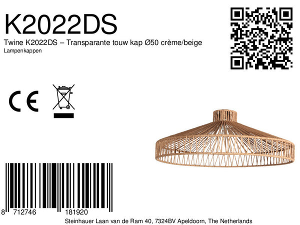 Twine k2022ds – transparante touw kap ø50 crème/beige