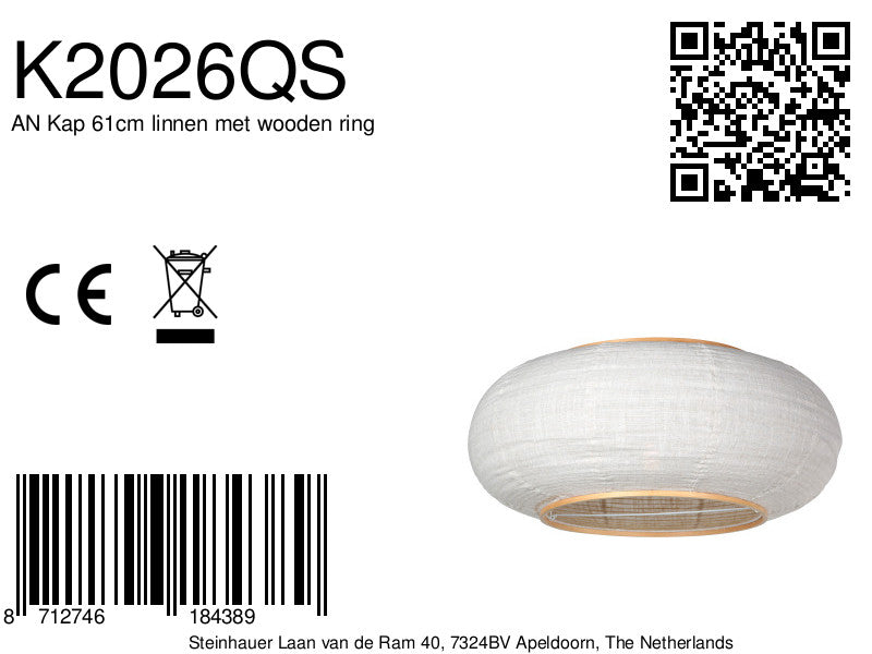 Lampenkap k2026qs ø60 - natuurlijke linnen sfeermaker e27