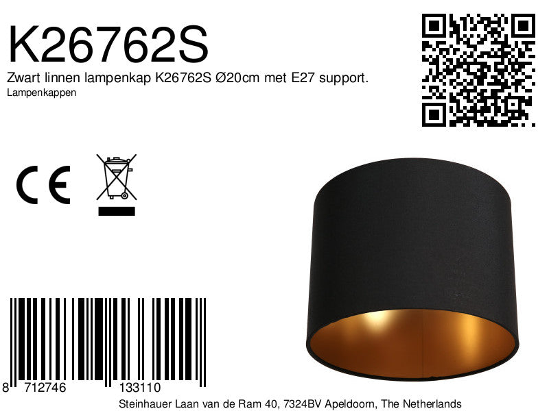 Lampenkap K26762S Zwart Linnen