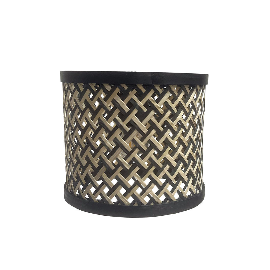 Naturel met zwart bamboe/houten lampenkap k3084bs ⌀20cm met e27 support.