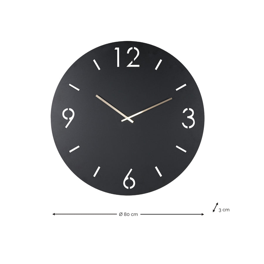 Klok Time Ø 80 zwart