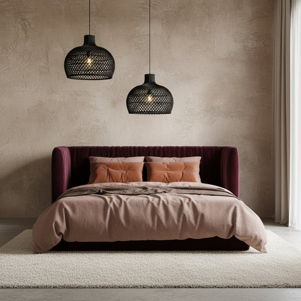 Maze rotan hanglamp zwart Ø 42x36 cm