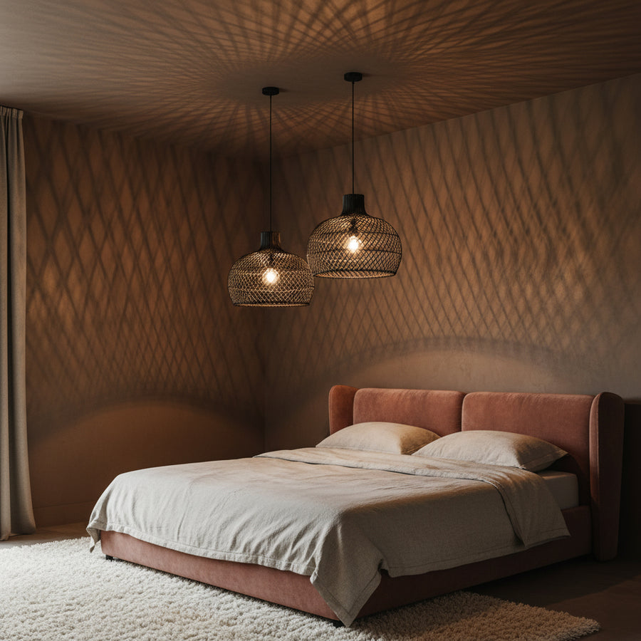 Maze rotan hanglamp zwart Ø 42x36 cm