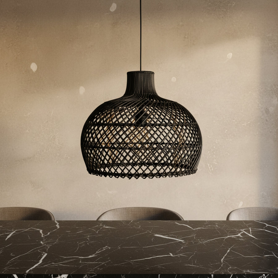 Maze rotan hanglamp zwart Ø 42x36 cm