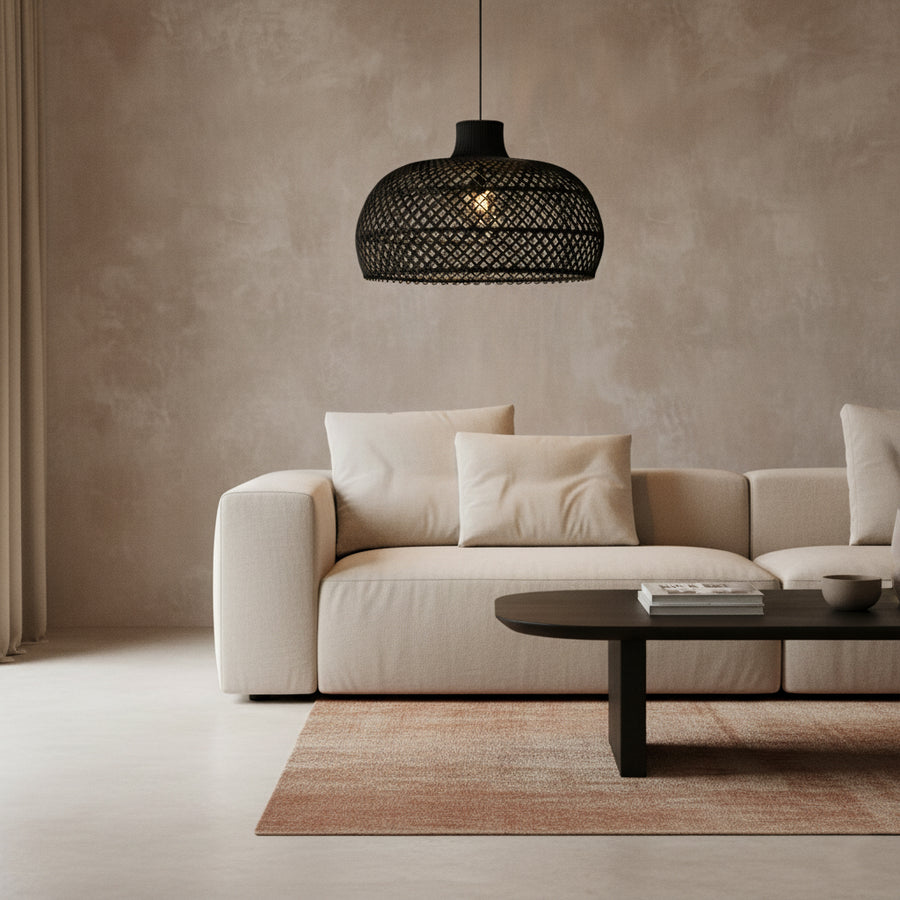 Maze rotan hanglamp zwart Ø 57x36 cm