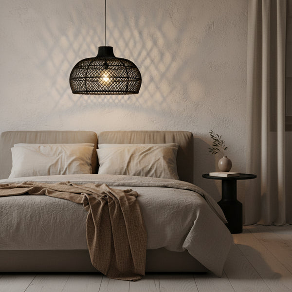Maze rotan hanglamp zwart Ø 57x36 cm