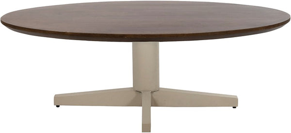 Salontafel 130, ovaal, poot beige, mango brown walnut