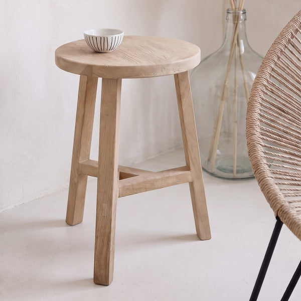 Beachwood krukje/bijzettafel mangohout - 34x34x50 cm