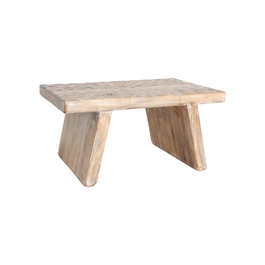 Mangohouten bijzettafel/kruk naturel - 40x25x20 cm
