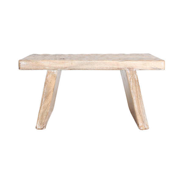 Mangohouten bijzettafel/kruk naturel - 40x25x20 cm
