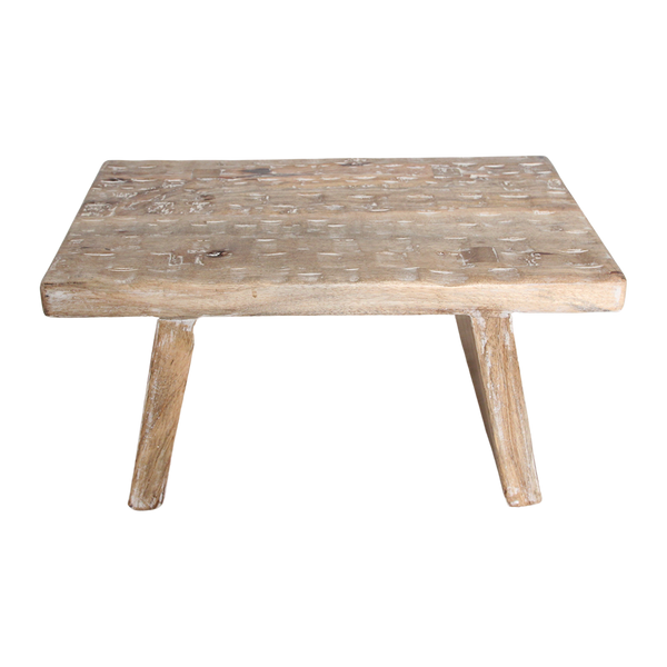 Mangohouten bijzettafel/kruk naturel - 40x25x20 cm