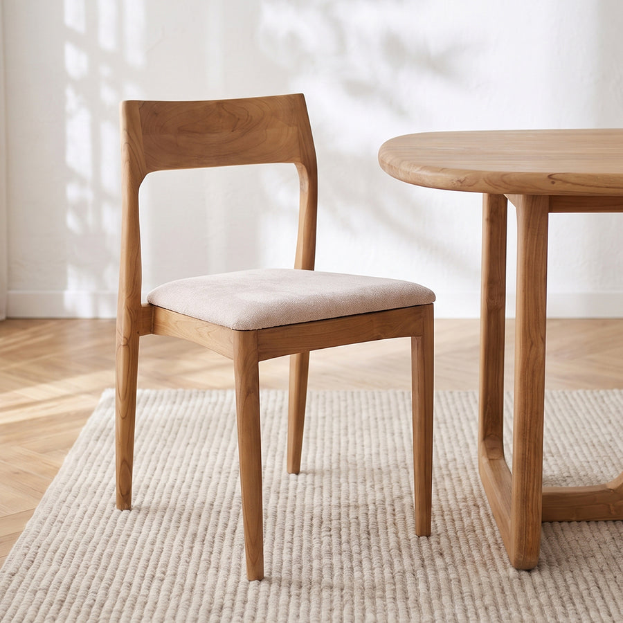 Freya teakhouten eetkamerstoel creme set van 2