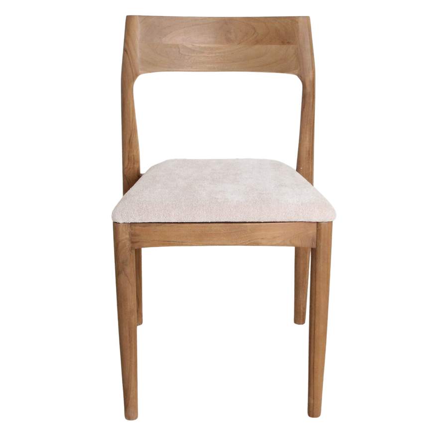 Freya teakhouten eetkamerstoel creme set van 2