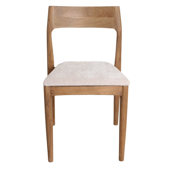 Freya teakhouten eetkamerstoel creme set van 2
