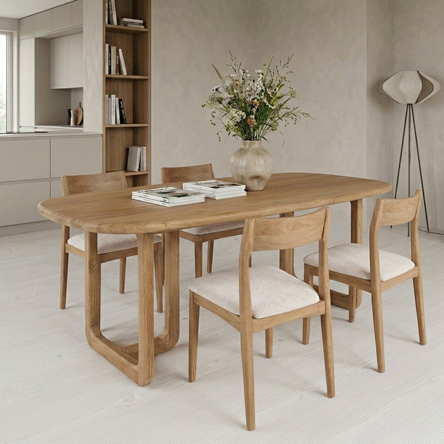 Freya teakhouten eetkamerstoel creme set van 2