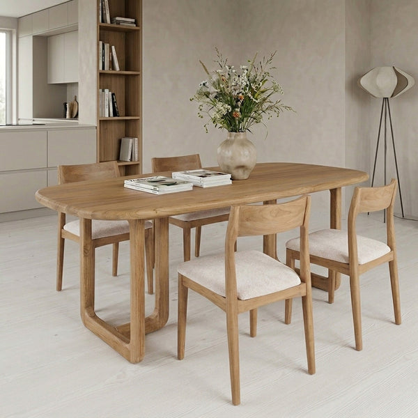 Freya teakhouten eetkamerstoel creme set van 2