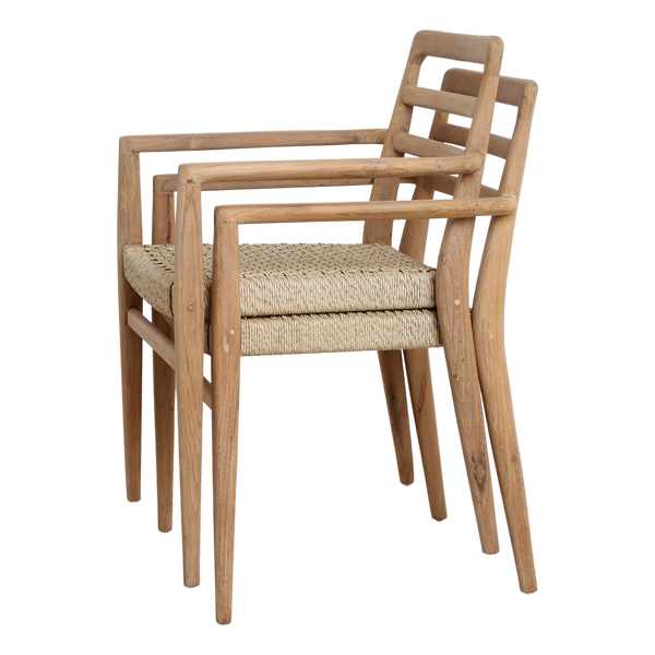 Verano teak tuinstoel met armleuning Naturel set van 2
